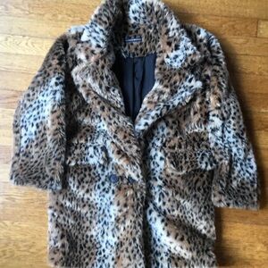 Brandy Melville Leopard Print Faux Fur Jacket